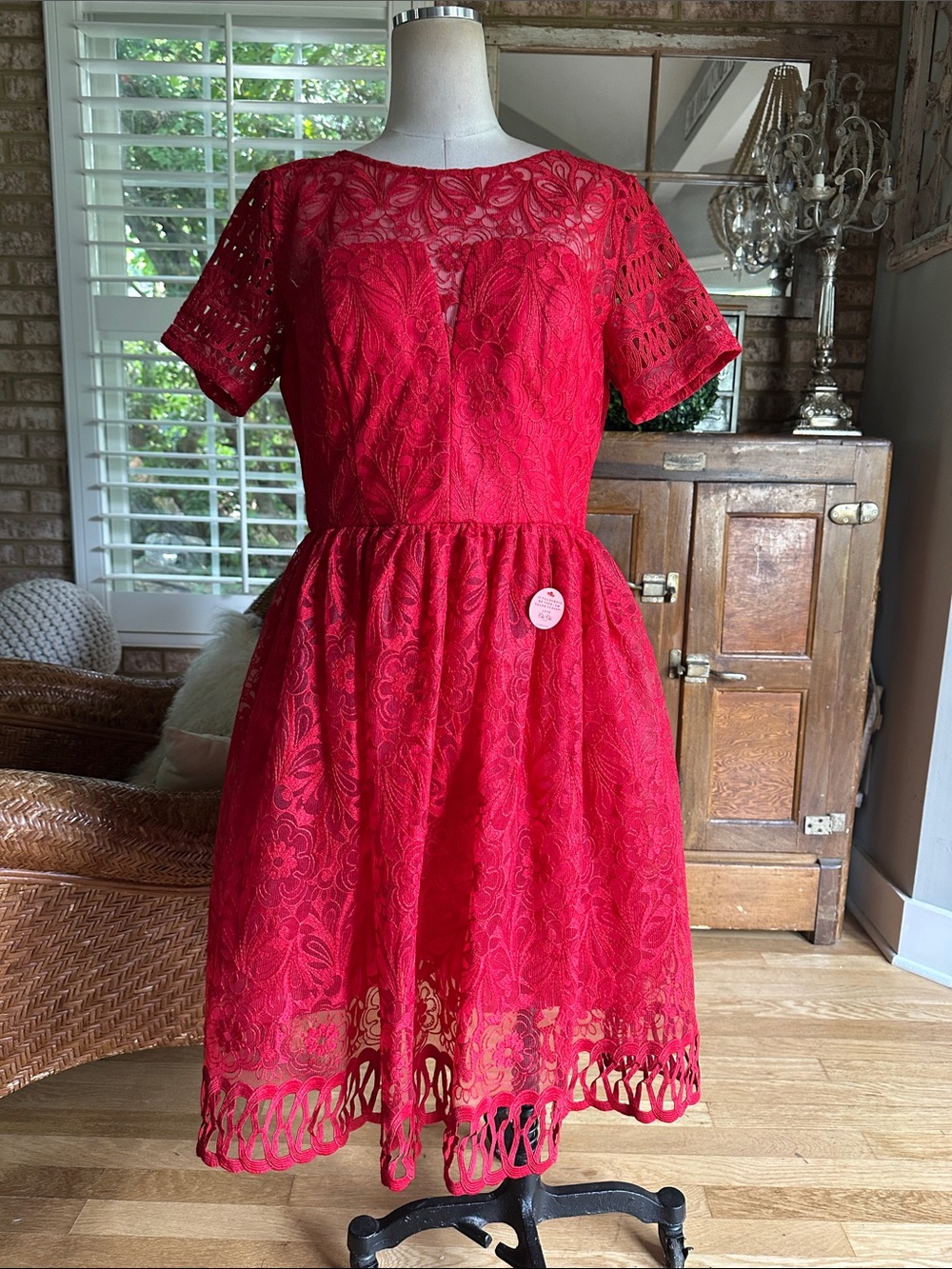 CHI CHI LONDON RED LAVINIA DRESS UK 16 / US 12 NEW
